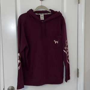 PINK - MAROON & SEQUIN TUNIC HOODIE - Sz Med